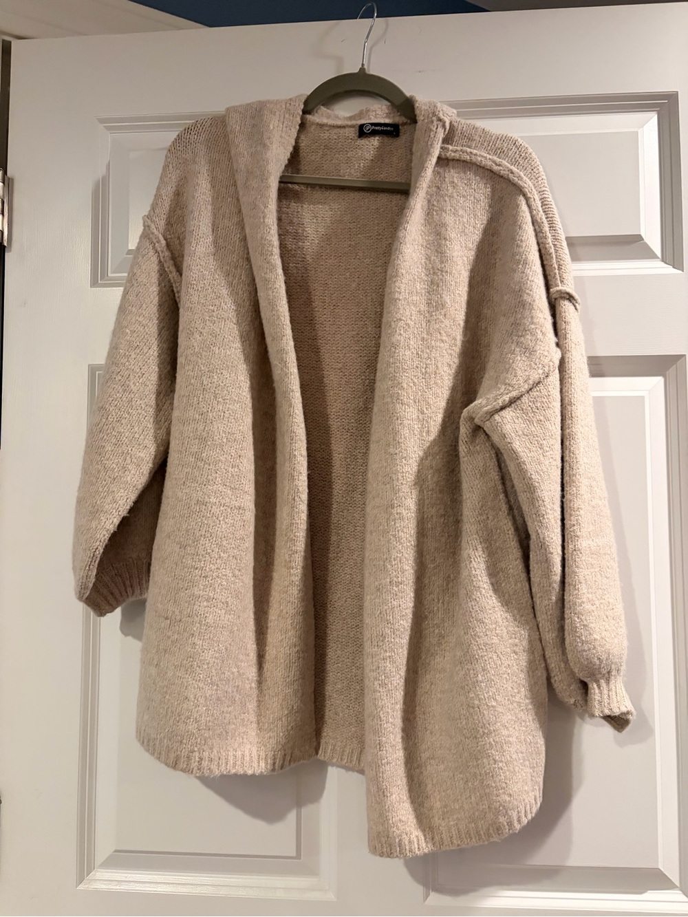 Pretty Garden Cozy Open-Front Oversized Beige Cardigan/Sweater for Fall